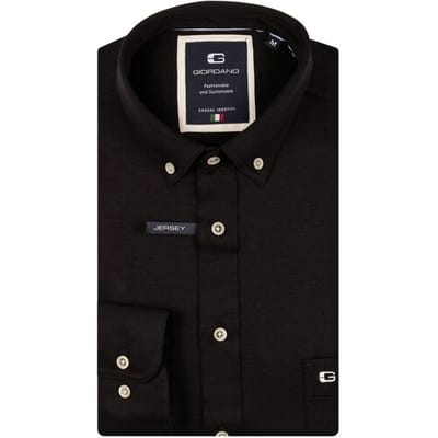 Giordano – Ivy – Overhemd – Liquid cotton – button down kraag - Zwart - Regular Fit - NOS7078-90