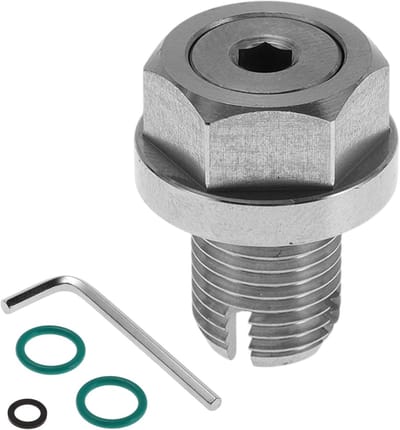 Dailygoods - M12.1x1.25 Olie Afvoerplug Roestvrij Staal Olie Pan Drain Bolt Schroefdraad Reparatie 1 x Afvoerplug 1 x Zeskantsleutel 2 x Groene Ringen 1 x Zwarte Wasmachine