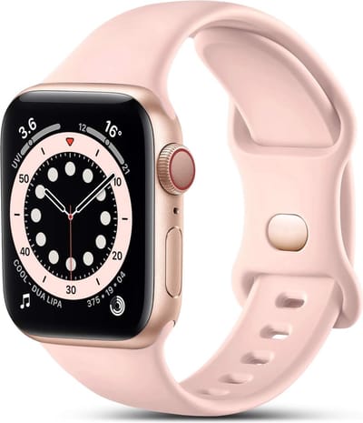 MY PROTECT - Siliconen Bandje - Geschikt Voor Apple Watch Bandje - Series 1/2/3/4/5/6/7/8/9/10/SE - 38mm - 40mm - 41mm - 42mm - Sportbandje Maat S/M - Pink Sand