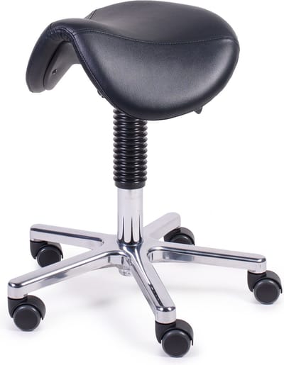 MTM STOELEN - Zadelkruk FREYA 160-A - standaard zitting zwart kunstleer - zithoogte 46/62 cm - aluminium kruisvoet - kapperskruk