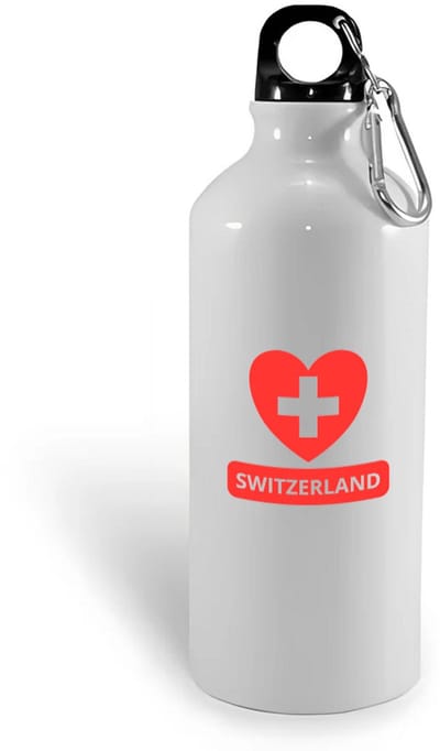 Hacebo® - Switzerland vlag hartje waterfles - Zwitserland - reizigers - toerist - verjaardagscadeau - souvenir - vakantie - water fles - 400ML