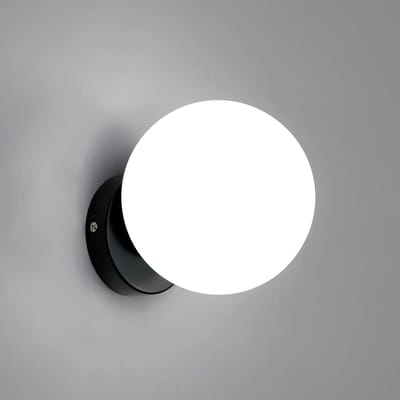 Wandlamp - 18cm - Klein - E27 - Zwarte - Bolvormige Wandlamp - Lichtbron Niet Inbegrepen