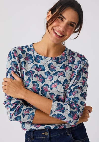 Damart - T-shirt geborsteld warm tricot - Dames - Grijs - XS