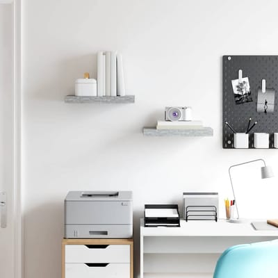 vidaXL - Wandschappen - 2 - st - zwevend - 40x23x3,8 - cm - MDF - betongrijs