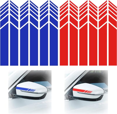 Reflecterende Stickers voor Auto Spiegels - Zelfklevende, Waterdichte Strip Stickers voor SUV's, Trucks en Off-Road Voertuigen - 6 Paar in Rood