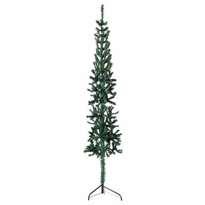 vidaXL - Kunstkerstboom - half - met - standaard - smal - 210 - cm - groen