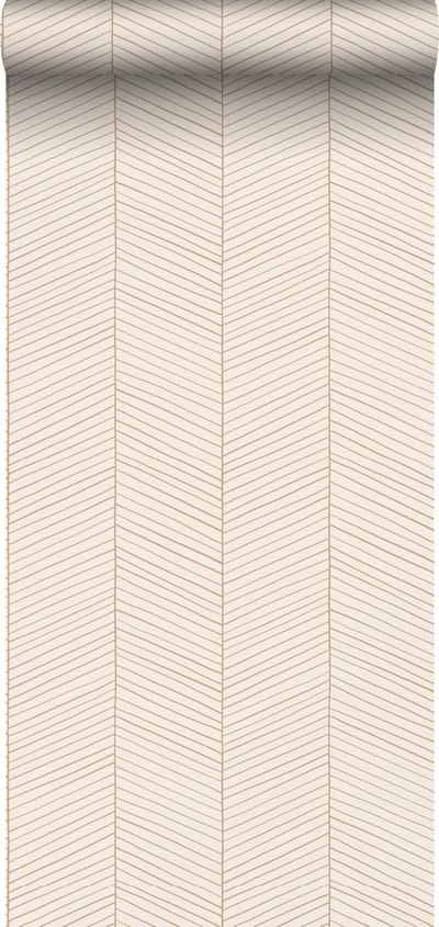 ESTAhome behang visgraat-motief zandkleurig en beige - 53 cm x 10.05 m - 139565