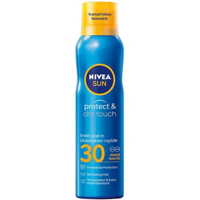 NIVEA SUN Protect & Dry Touch Vernevelende Zonnebrand Spray - SPF 30 - Zonnespray - Transparant en waterproof - UVA/UVB - 200 ml