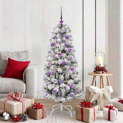 vidaXL - Kunstmatige - Hinged - Kerstboom - 150 - LED's - Groen - en - Wit - 150 - cm