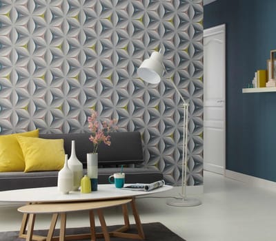 GRAFISCHE BLOEMEN BEHANG - Blauw Grijs Roze - AS Creation Skandinavia 2