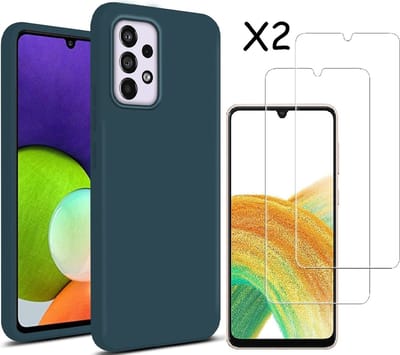 Hoesje Geschikt Voor Samsung Galaxy A33 hoesje silicone soft cover Pine Groen - Hoesje Geschikt Voor Samsung Galaxy A33 5G Silicone colour hoesje - Galaxy A33 case Liquid Nano Silicone cover - A33 Screenprotector 2 pack