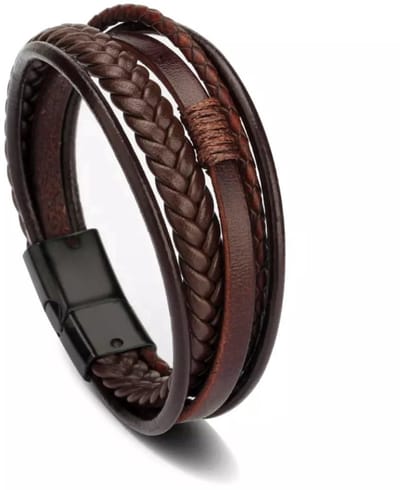Okado Leren Armbanden Set 5 Stuks – Bruin – Armband Heren en Dames – Verstelbare Polsbandjes – Sieraden Set