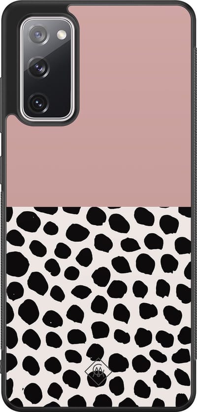 Casimoda® hoesje - Geschikt voor Samsung Galaxy S20 FE - Stippen roze - Zwart TPU Backcover - Gestipt - Roze