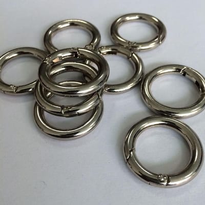6pcs Métal Ressort O Anneaux Clip Porte-clés Rond Alliage de Zinc Ressort Mousqueton Crochet Porte-clés Argent gray