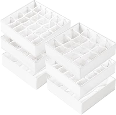 Lade-organizer set van 6 - 90 cellen - Geurneutraal, opvouwbaar en wasbaar - Perfect voor sokken, ondergoed en babykleding