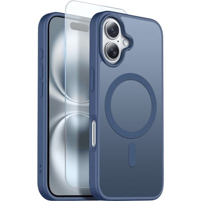 Northjo 2-in-1 iPhone 16 Hoesje – Shockproof, MagSafe + Screenprotector Blauw