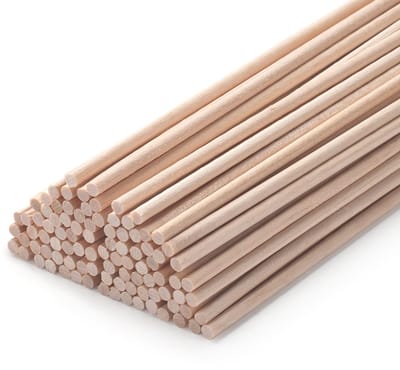 Houten deuvelstaven, houten deuvels, houten stokjes voor knutselen, 200 stuks, 3 mm x 15 cm, ronde macramé-stokjes, onafgewerkte hardhouten stokjes voor knutselen, kunst en doe-het-zelvers, gelaagde