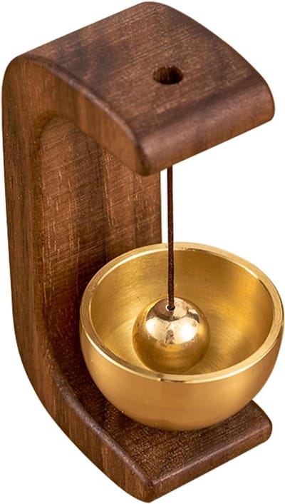 Magnetische Deurbel - Winkeliers Bel - Entree Decoratie - Hout en Messing - 12.9 x 5.3 cm - Bruin