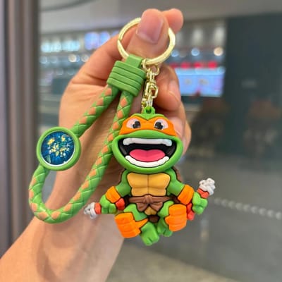 Porte-clés Tortues Ninja Mutantes Adolescentes Raphael Donatello Modèle Dessin Animé Pendentif Porte-clés Sac à Clés de Voiture Ornement Cadeau pour Fans gray