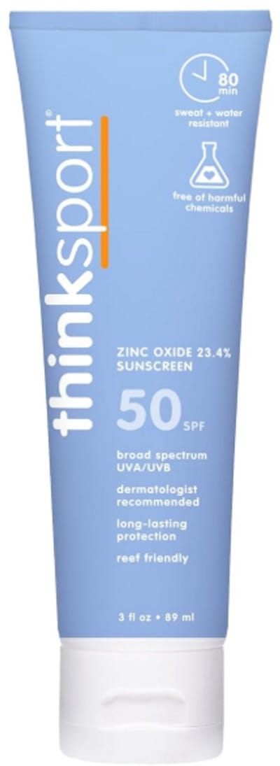 Thinksport SPF 50 Minerale Zonnebrandcrème – Natuurlijke en Veilige Zonbescherming voor Sport & Outdoor – Waterbestendig, UVA/UVB Bescherming – Vegan & Koraalvriendelijk – 89 ml