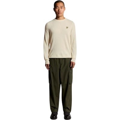 Lyle & Scott Heren-trui met ronde hals en lange mouwen, voorzien van geborduurd logo (Beige Marl)