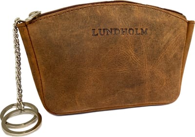 Lundholm leren sleuteletui heren bruin cognac - sleuteltasje met rits bruin sleutelhanger auto - autosleutel hoesje mannen cadeautjes - cadeau voor man tip