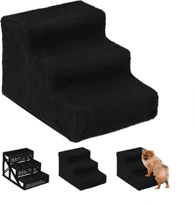 Hondentrap 3 tredes - voor bank - kleine honden - 30 cm - zwart