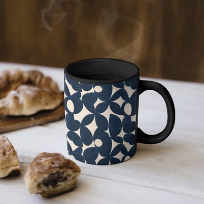 Magische Mok - Foto op Warmte Mokken - Koffiemok - Modern - Geometrisch - Blauw - Magic Mok - Beker - 350 ML - Theemok