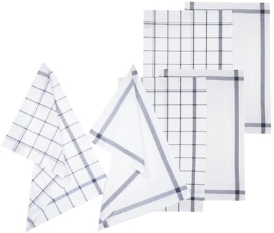 5Five Theedoek Traditioneel - set van 6x stuks - blauw/wit- motief - katoen - 70 x 45 cm - Afdroogdoek - Vaatdoek