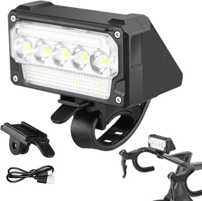 VHV - Fietsverlichting USB-C Oplaadbaar - LED Koplamp Fiets voor Nacht Rijden - 5 lichtstanden - voor Mountainbike, Racefiets, Stadsfiets, E-bike en Woon-Werkverkeer