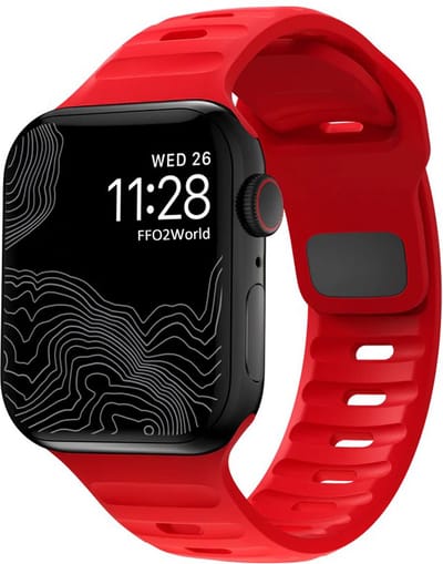 Stravo Outdoor Siliconen Sport bandje - Geschikt voor Apple Watch 46mm (Series 10/11), 45mm (Series 7/8/9), 44mm (Series 4/5/6, SE 1/2/3), 42mm (Series 1/2/3), 49mm (Ultra 1/2/3) - Waterproof heavy duty silicone Horlogebandje - Rood(Red)