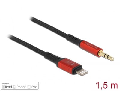 Delock Audio Cable 8 pin Lightning™ male to Stereo jack male 3.5 mm 3 pin 1.5 m