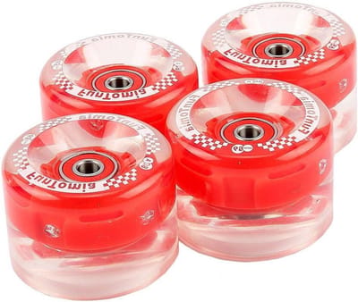 Skateboard wielen - Longboard wielen - Freeriden en dansen - Geïntegreerde LED dynamo - 65x45mm 80A - Rood