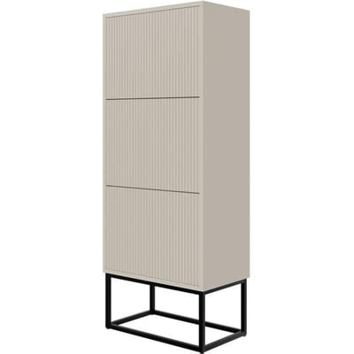 Selsey - VELDIO - Veldio schoenenkast met drie niveaus - zwarte poten - 50 cm - Grijs beige