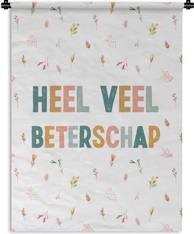 Wandkleed - Wanddoek - Sterkte - Quote - Planten - Bloemen - Pastel - 90x120 cm - Wandtapijt