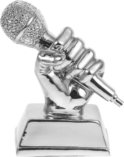Muziek Trofee - Zang Beker - Wedstrijd Prijs - Microfoon Design - 13.5 cm - Zilver