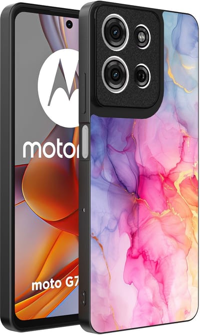 Smartphonica Telefoonhoesje Geschikt voor Motorola Moto G75 met marmeropdruk - TPU backcover case marble design - Regenboog geschikt voor Motorola Moto G75