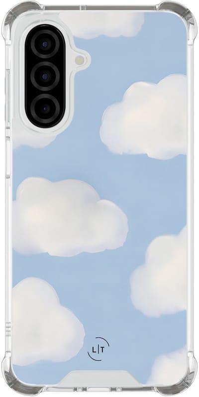 Shockproof hoesje - Geschikt voor Samsung Galaxy A26 - Wolken - Extra sterke case - TPU/polycarbonaat - Natuur - Blauw, Transparant