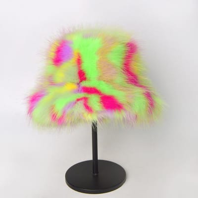 Chapeau seau en fausse fourrure fluffy pour femme, en fourrure de lapin, chaud, épais, en peluche, chapeau d'hiver pour dame, mode de luxe, chapeau Panama de pêcheur pour fête One Size beige
