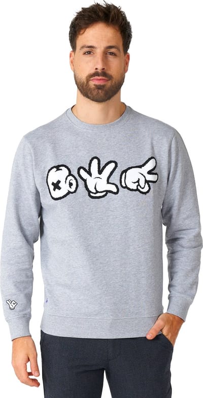 OppoSuits Hands of Chance - Heren Sweater - Steen Papier Schaar Trui - Grijs - Maat XS