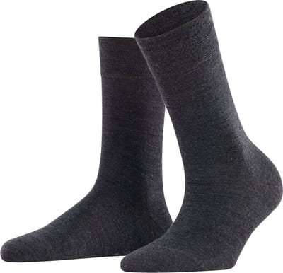 FALKE Sensitive Berlin met comfort tailleband wol katoen sokken dames grijs - maat 35-38