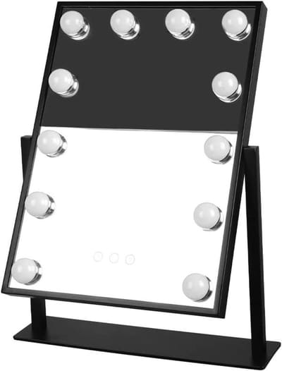 Verlichte Kaptafel Spiegel - Make-up Spiegel Hollywood - Make-up Aanbrengen - 3 Kleur Modes - 30 x 40 cm - Zwart