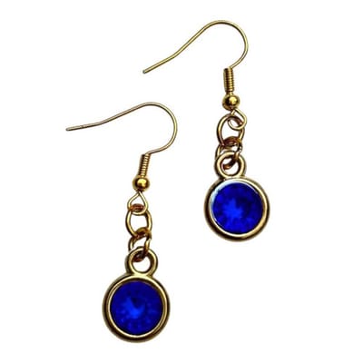 2 Love it Bling - Oorbellen - Lengte 4 cm - Stainless steel - Donker blauw - Goudkleurig