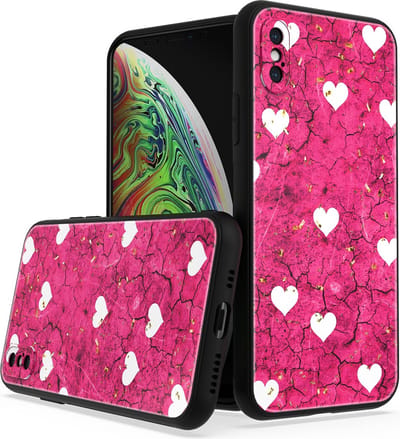 LuxeBass Siliconen hoesje met print geschikt voor Apple iPhone XS - Marmer Hearts - telefoonhoes - gsm hoes - telefoonhoesje