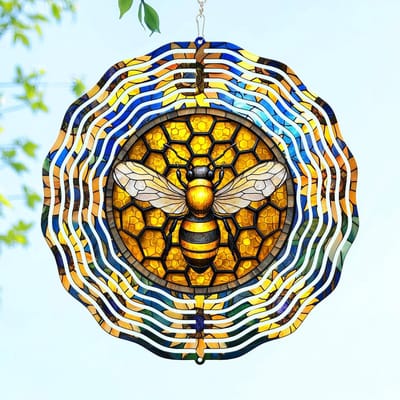 3D Bijen Windspinner voor Tuin en Buiten - Metalen Tuindecoratie