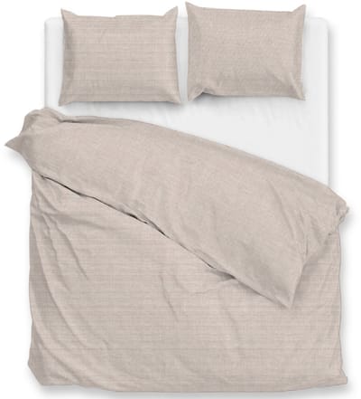 Zohome Dekbedovertrek Striscia di Lino - Sandy Beige - Strepen - Dekbedovertrek - 240x200-220 cm - 100% Katoen - Lits-Jumeaux