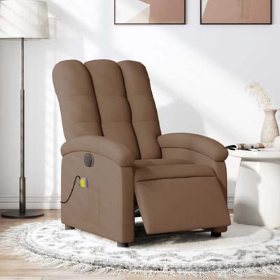 vidaXL - Massagestoel - elektrisch - verstelbaar - stof - bruin