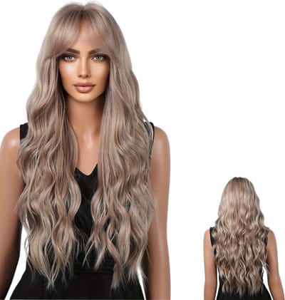 Livano Pruiken Dames - Lang Haar - Cosplay Pruik - Hair Wig - Khaki - 66cm