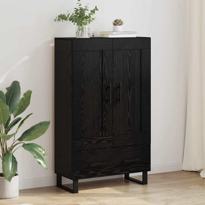 vidaXL - Highboard - Zwart - Eiken - 69,5 - x - 31 - x - 115 - cm - Bewerkt - hout