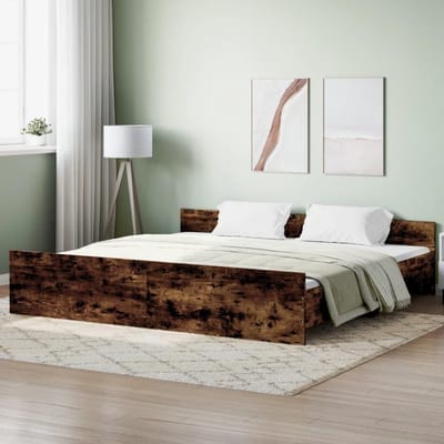 Bedframe met hoofdbord - Slaapkamermeubel - Betere nachtrust - Functioneel hoofdeinde - 200 x 200 cm - Gerookt eiken